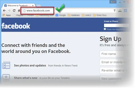 your Facebook account home page without going through all the unnecessary w...